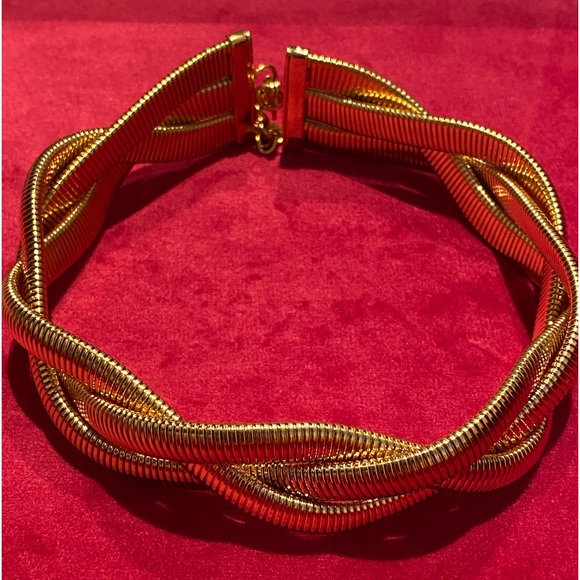 18k Gold Plated Interwoven Choker Necklace - Picture 1 of 3